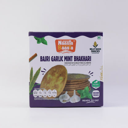 Naasta Baasta Bajri Garlic Mint Bhakhari – Millet Based Crunchy & Ready to Eat Snack (200 Gm)
