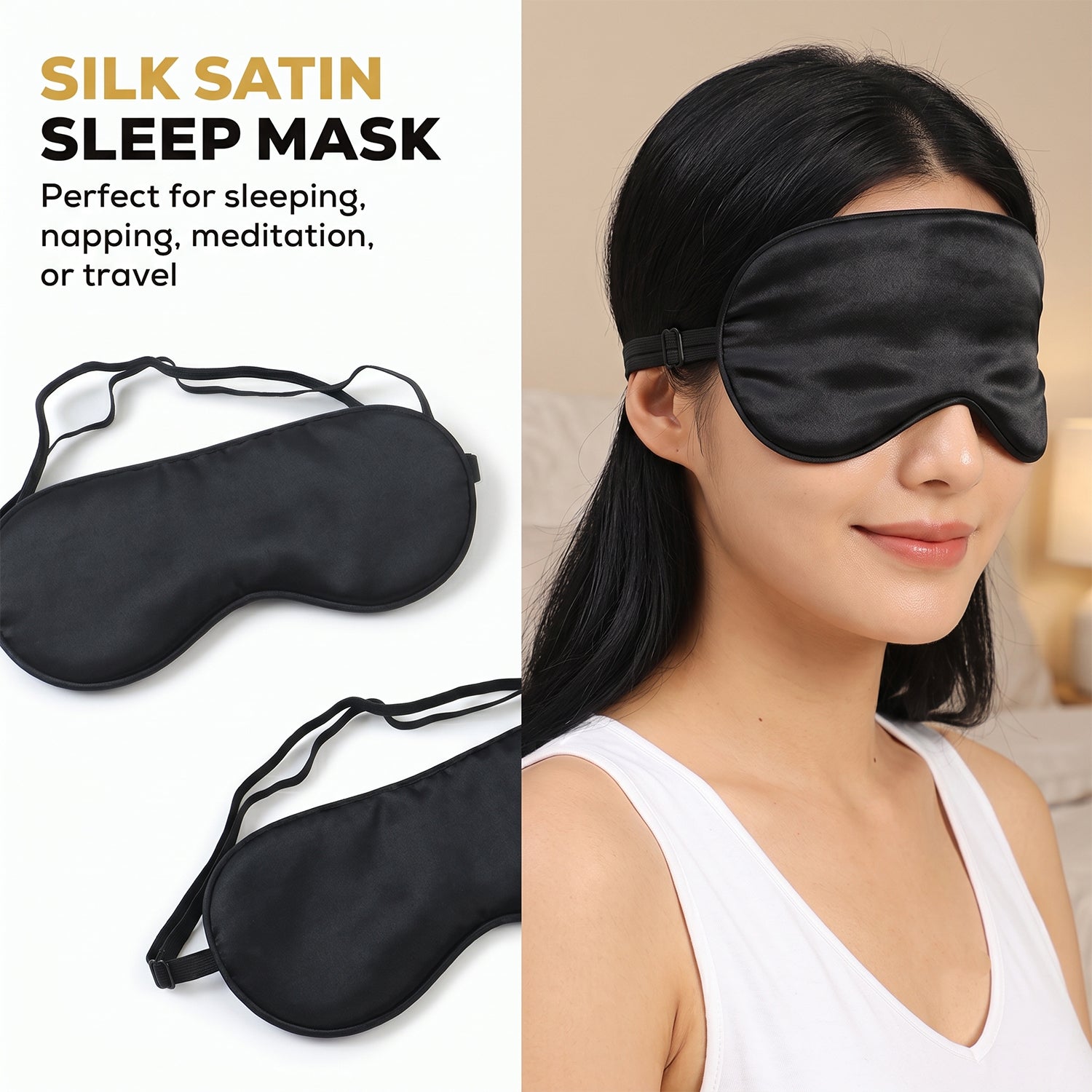 Black satin mask front view