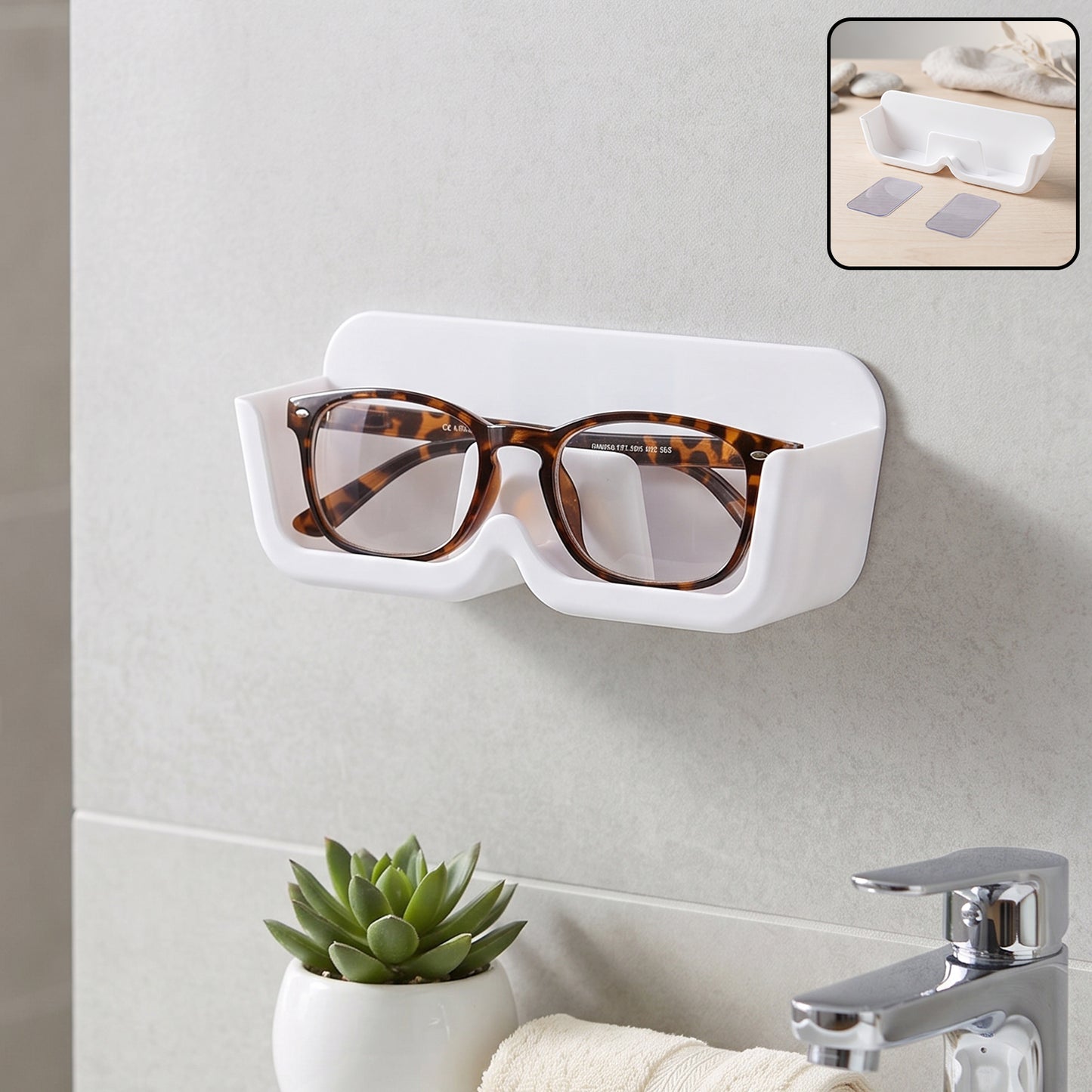 Plastic Sunglasses Holder Stand Wall Mounted Eyewear Rack Adhesive (1 Pc)