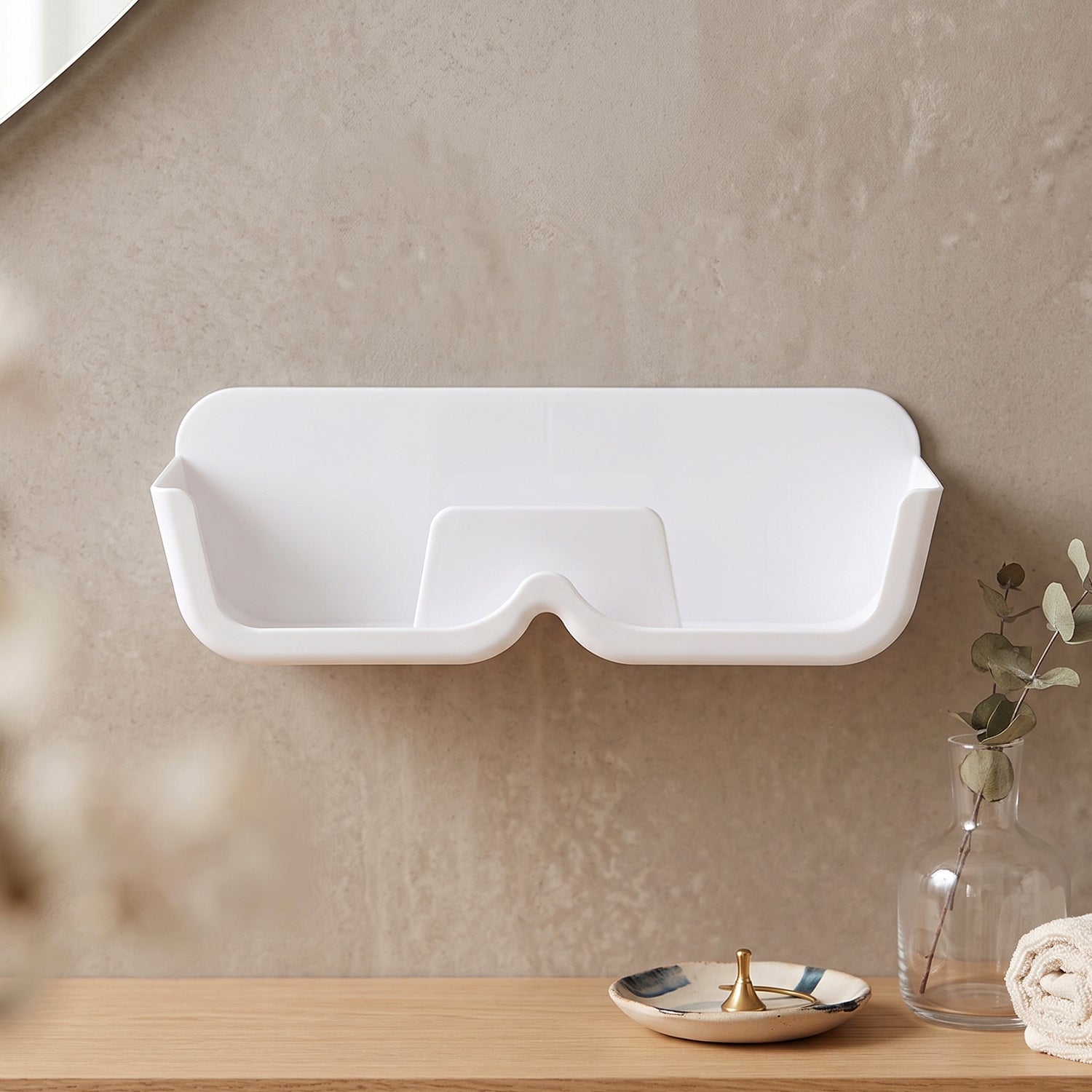 Plastic Sunglasses Holder Stand Wall Mounted Eyewear Rack Adhesive (1 Pc)
