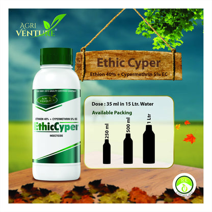 AgriVenture ETHICCYPER ( Ethion 40% + Cypermethrin 5% EC ) Insecticide, Highly Effective Against Bollwormsi (1000ML)