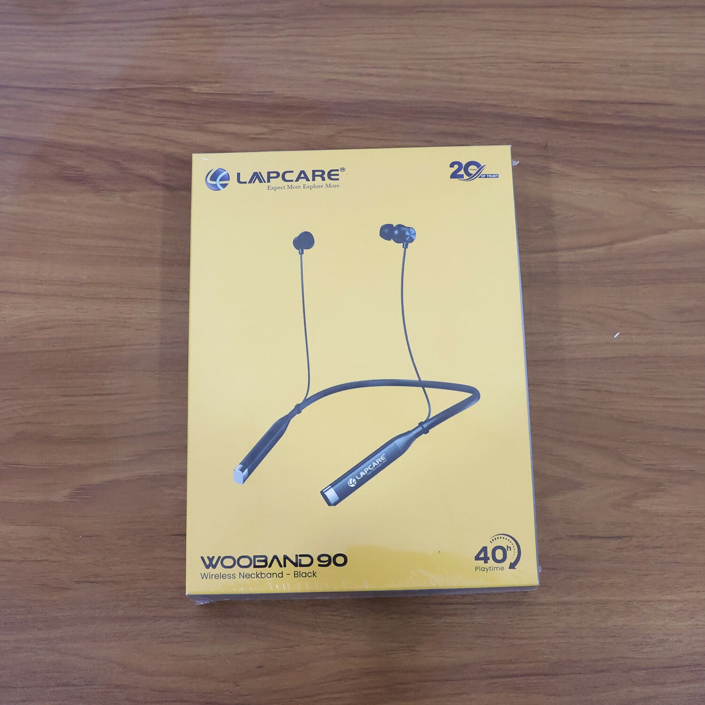 Lapcare Wooband 90 Wireless Bluetooth Neckband with Long Playtime & Deep Bass