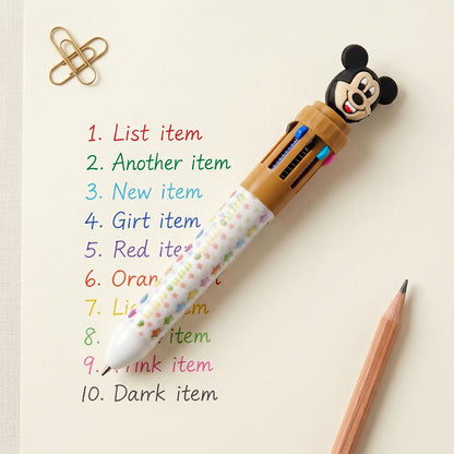 Cartoon character multi color ball pen for creative writing