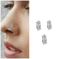 Silver CZ Triple Stone Non-Piercing Nose Clip – Elegant Trio Set
