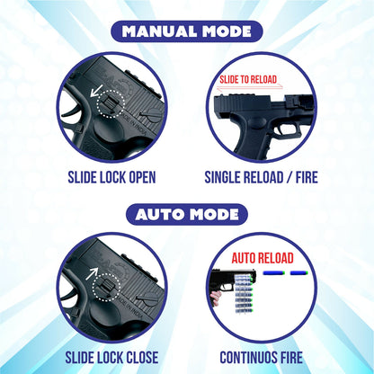 Rechargeable Soft Bullet Toy Gun Set with 30 Bullets and Dual Manual Auto Firing Mode