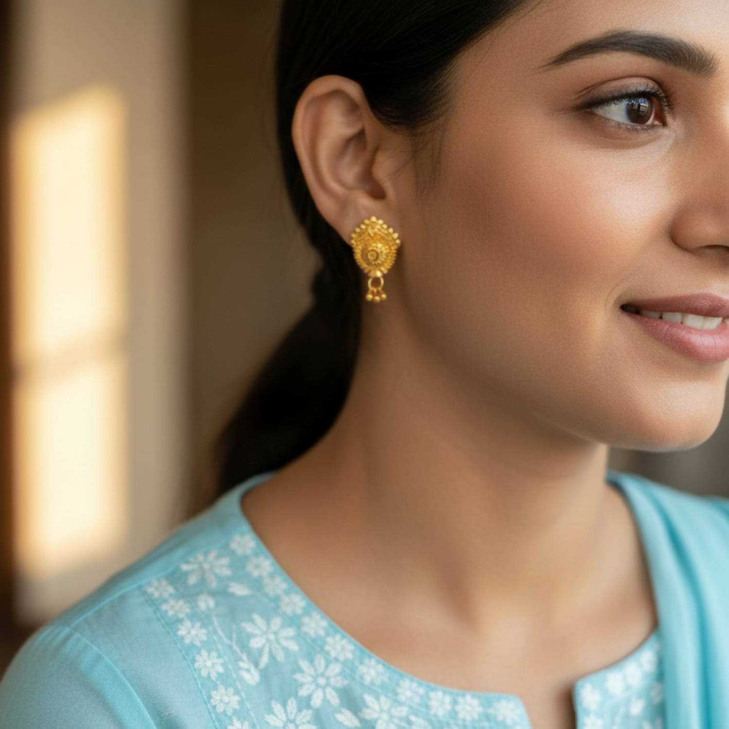 3 Drops Golden Earrings for Women & Girls – Traditional Fancy Jewellery Gift