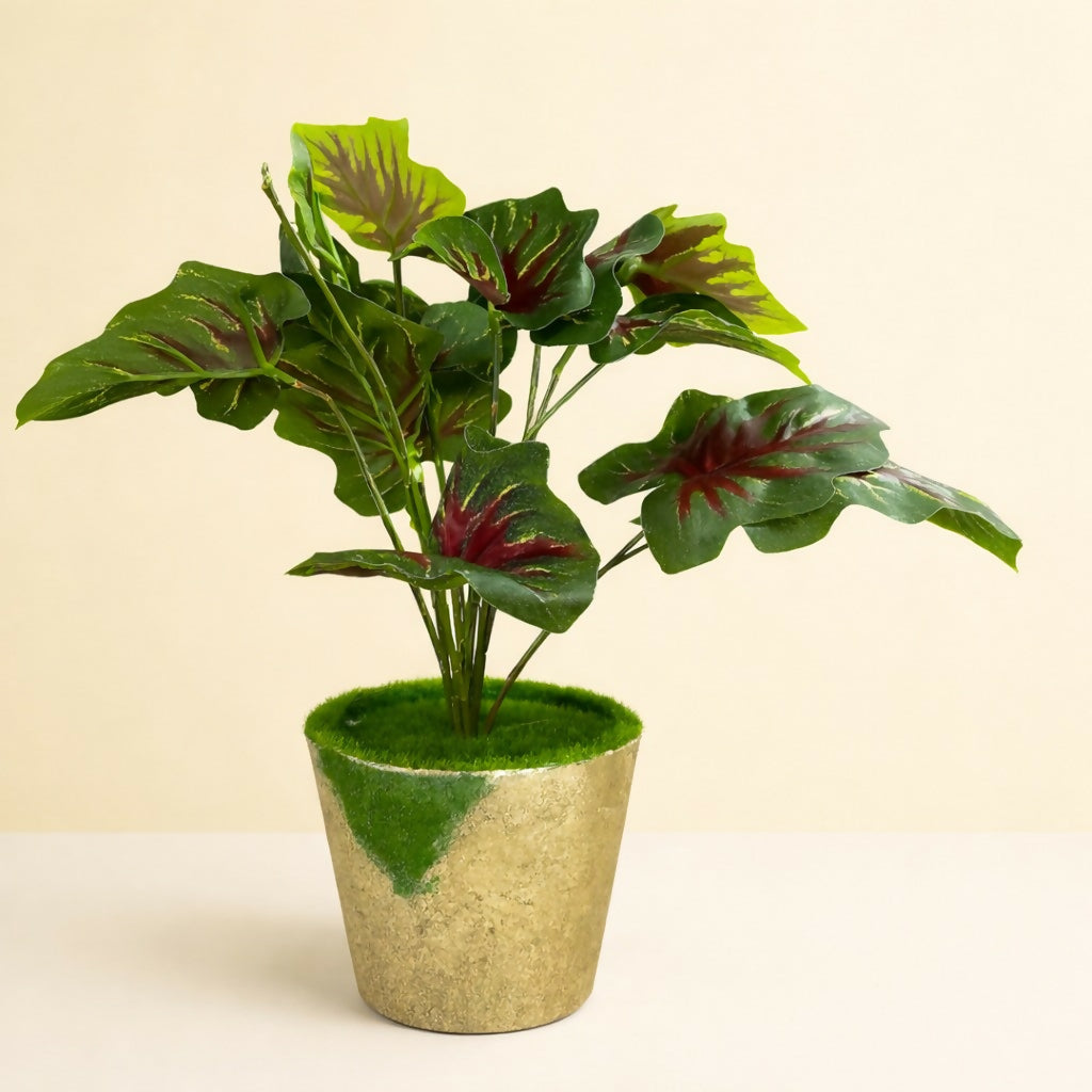 Artificial Decorative Leaf Plant with Pot for Home & Office Table Décor