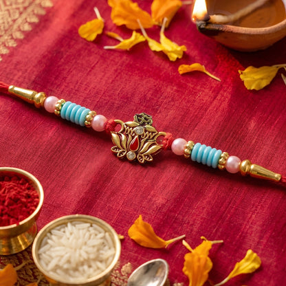 Stylish Rakhi centerpiece design with Ganesha