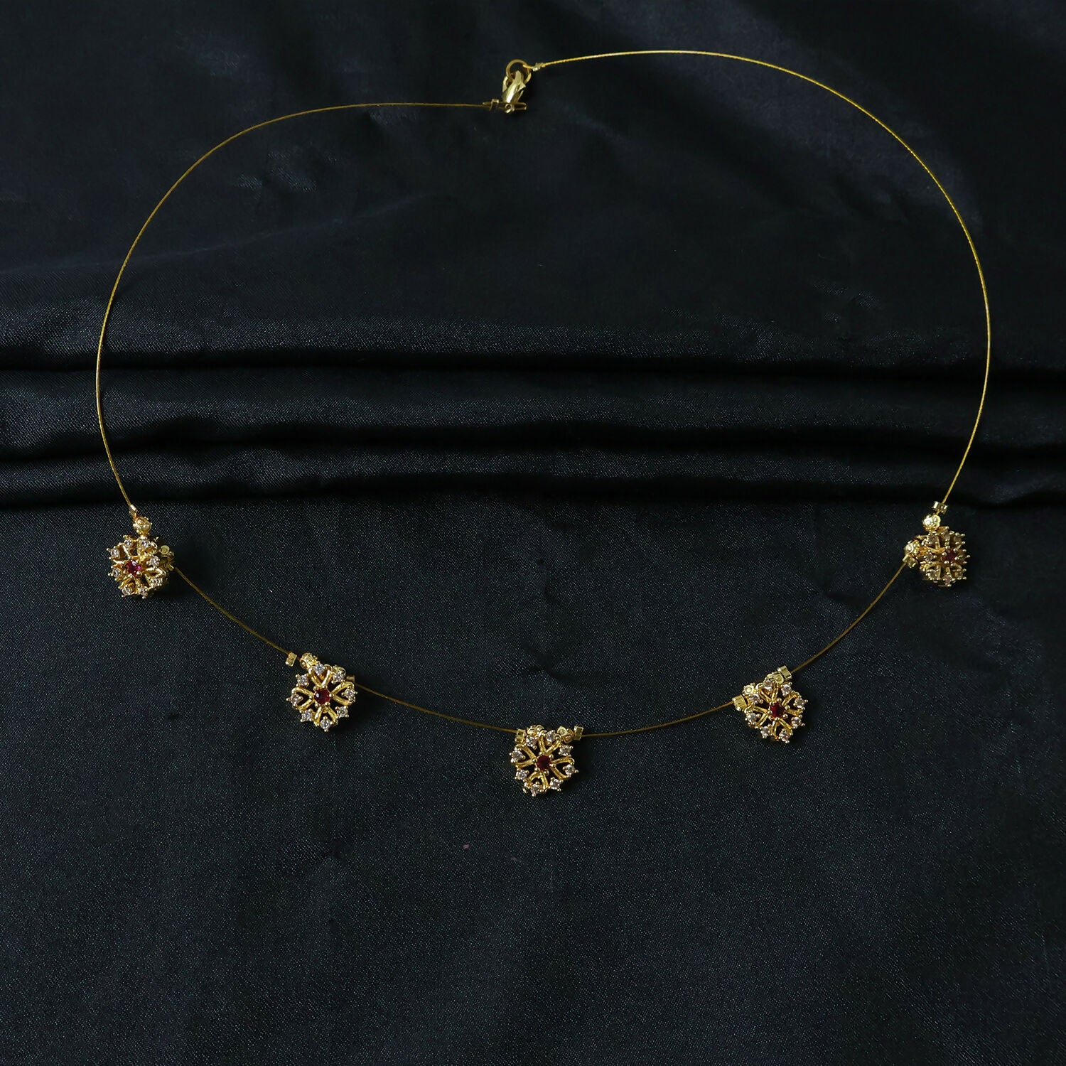 Elegant Ruby Floral Necklace Stylish Traditional Jewelry Necklace for Women