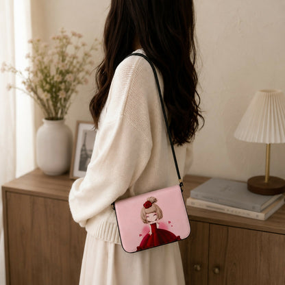 Pink cartoon girl sling bag side angle