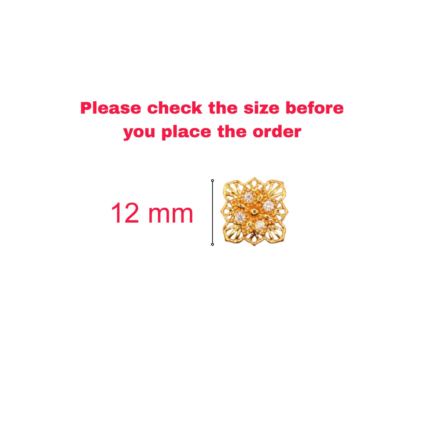 Elegant gold plated filigree floral square stud earrings styled with casual and formal outfits
