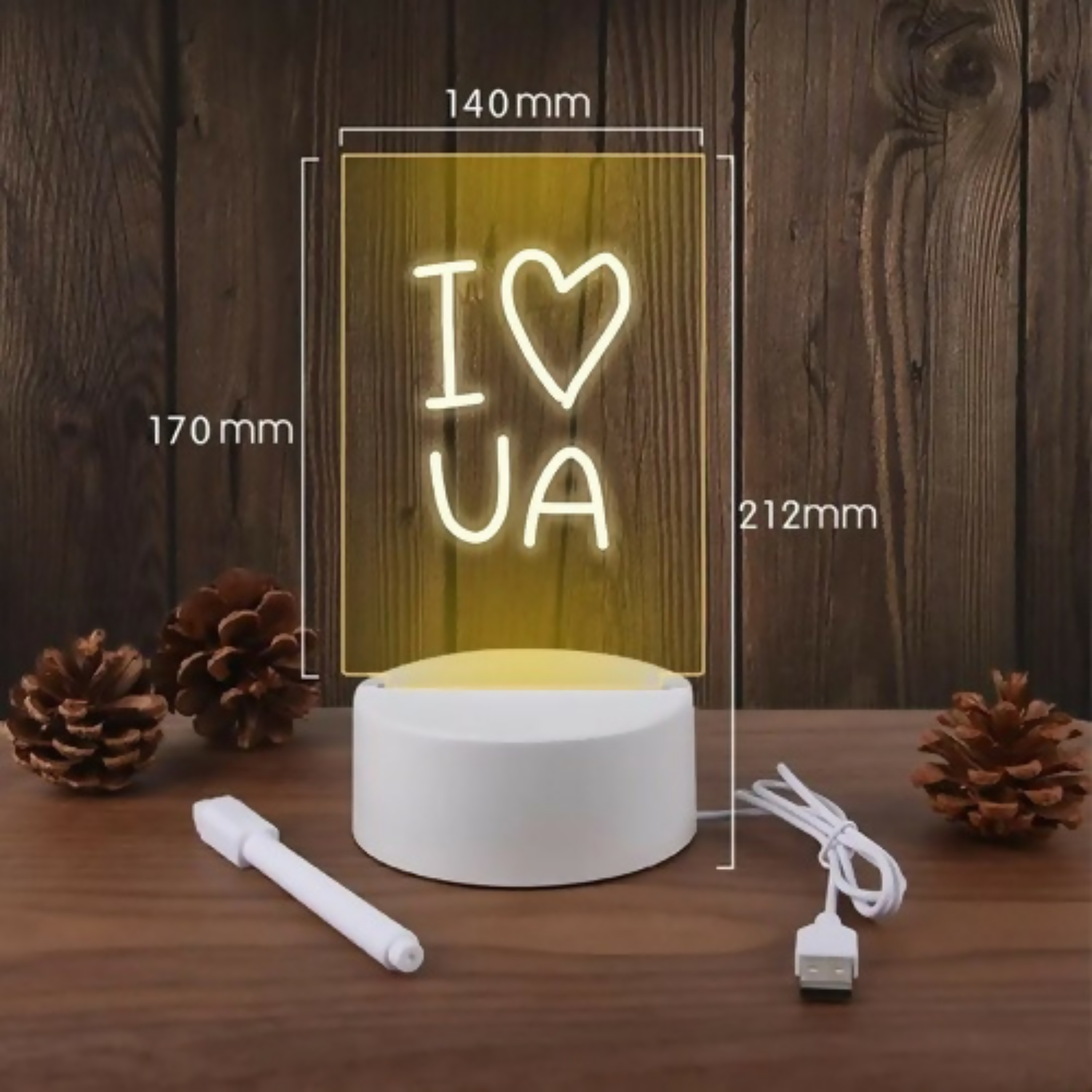 Custom LED Acrylic Night Lamp with Wooden Base | Personalized Glowing Message Frame | Warm Light Table Lamp for Bedroom, Home Decor, Gift for Couple, Birthday, Anniversary & Office Desk
