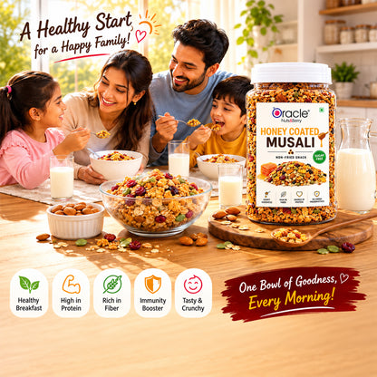 Honey Coated Fruit and Nut Muesli Premium Crunchy Rich Healthy Breakfast Bowl (450g)