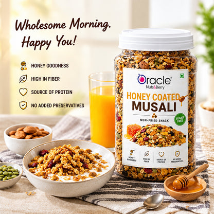 Honey Coated Fruit and Nut Muesli Premium Crunchy Rich Healthy Breakfast Bowl (450g)