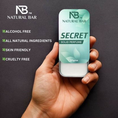 Natural Bar Secret Solid Perfume | Alcohol Free Cologne for Men & Women | Strong & Lasting Fragrance | Gifting Set for Him & Her