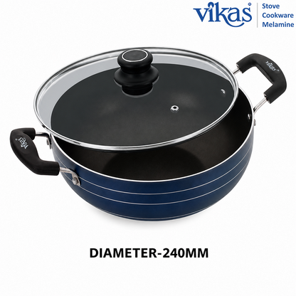 Non-stick surface of VIKAS Deep Kadai pan