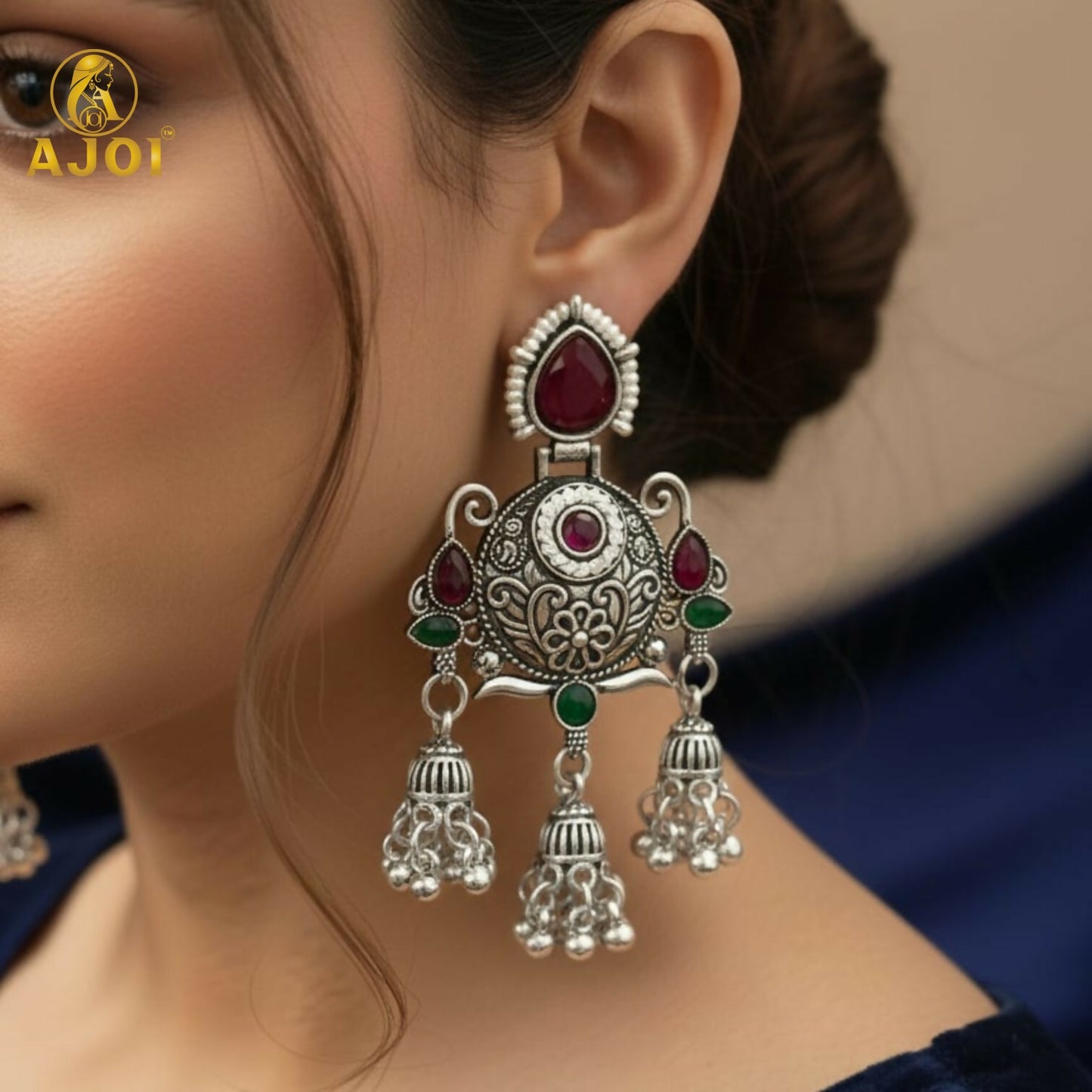 Premium Ethnic Ruby Chandbali Designer Earrings