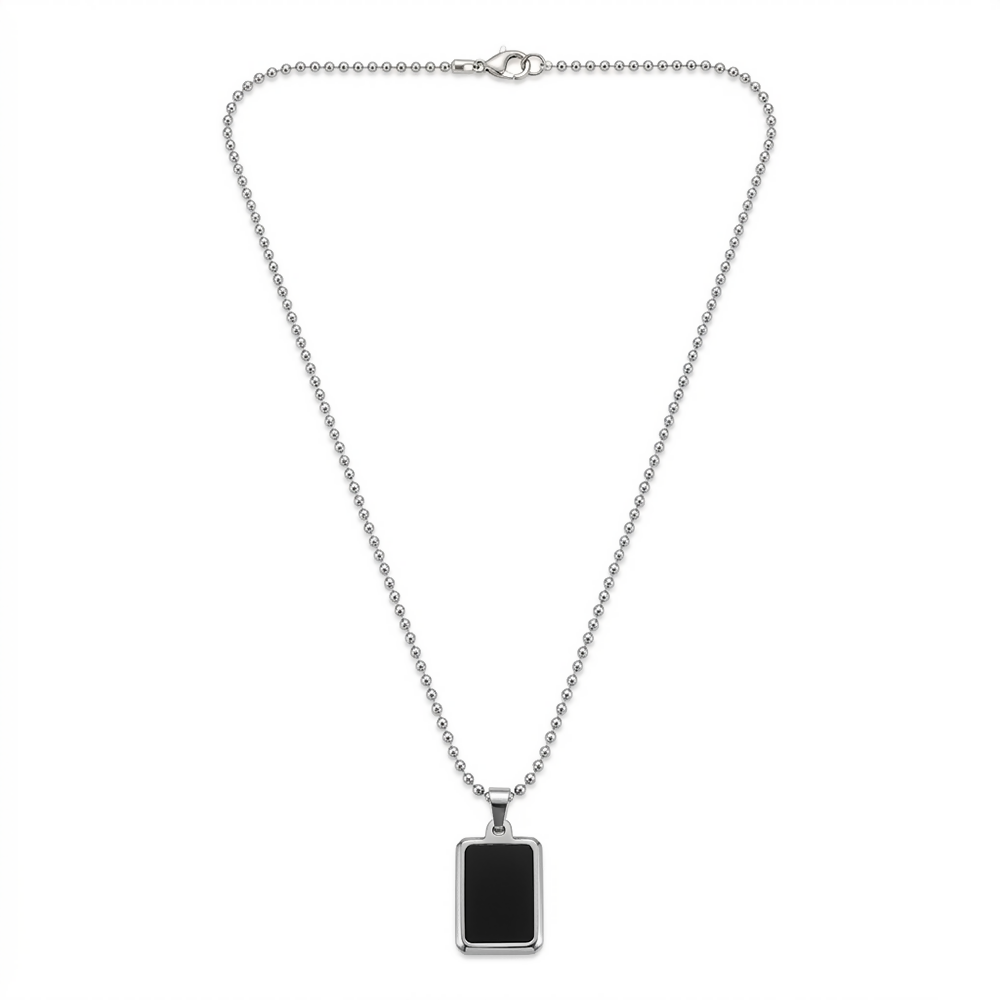 Stylish Black Onyx Rectangular Pendant Necklace Minimal Chain Jewelry