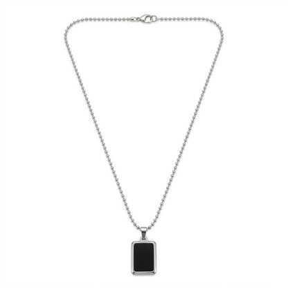 Stylish Black Onyx Rectangular Pendant Necklace Minimal Chain Jewelry