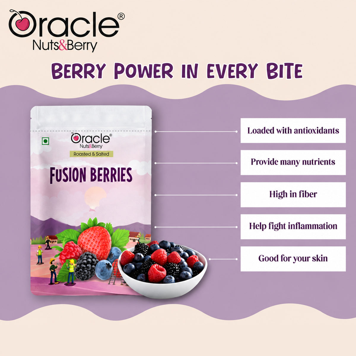 Fusion Berries Mix Premium Dried Mixed Berries Sweet and Tangy Berry Snack (250g)