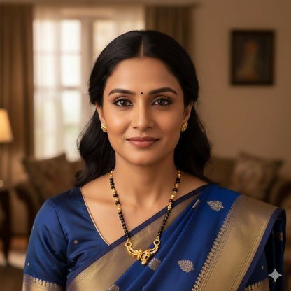 Modern Gold & AD Mangalsutra with Black Beads