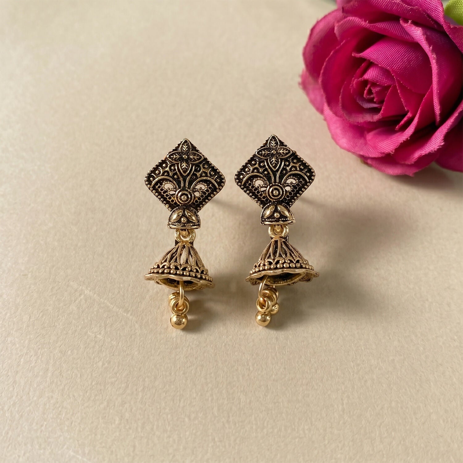 Side view of Traditional Jhumka Earrings Set
