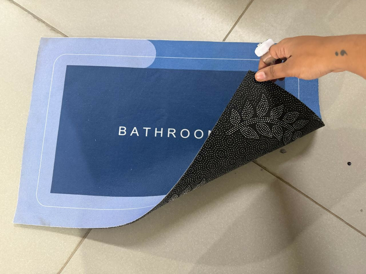 Rectangle B Grade Bathroom Mat – Waterproof Quick-Dry Floor Mat Blue (100Gm)