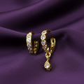 Gold Plated AD Crystal Huggie Hoop Earrings with Dangle Charm Combo Pack of 2