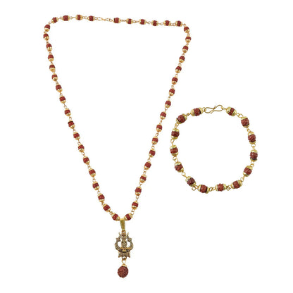 Trishul Shivling Pendant With Rudraksha Bead Necklace Combo