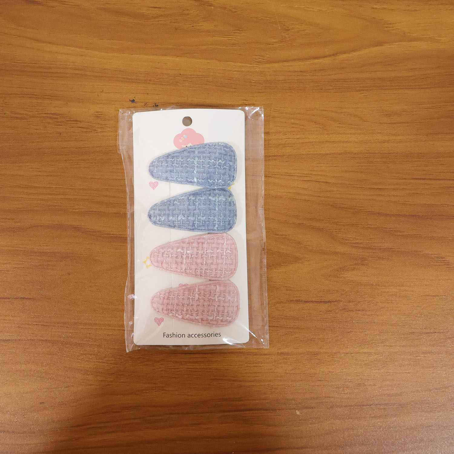 Textured Fabric Snap Hair Clips Set (4 Pc)