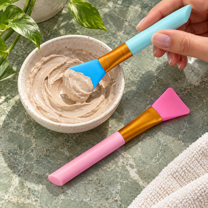 Silicone Face Mask Brush Set for Even Skincare Application at Home and Salon (2 Pc)