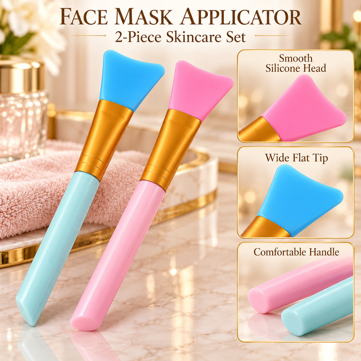 Silicone Face Mask Brush Set for Even Skincare Application at Home and Salon (2 Pc)