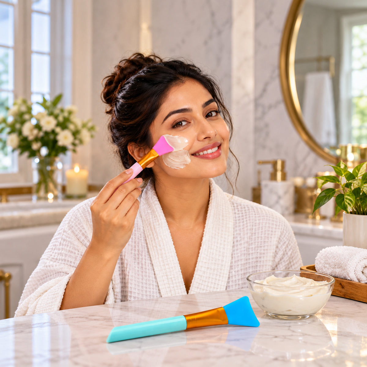 Silicone Face Mask Brush Set for Even Skincare Application at Home and Salon (2 Pc)