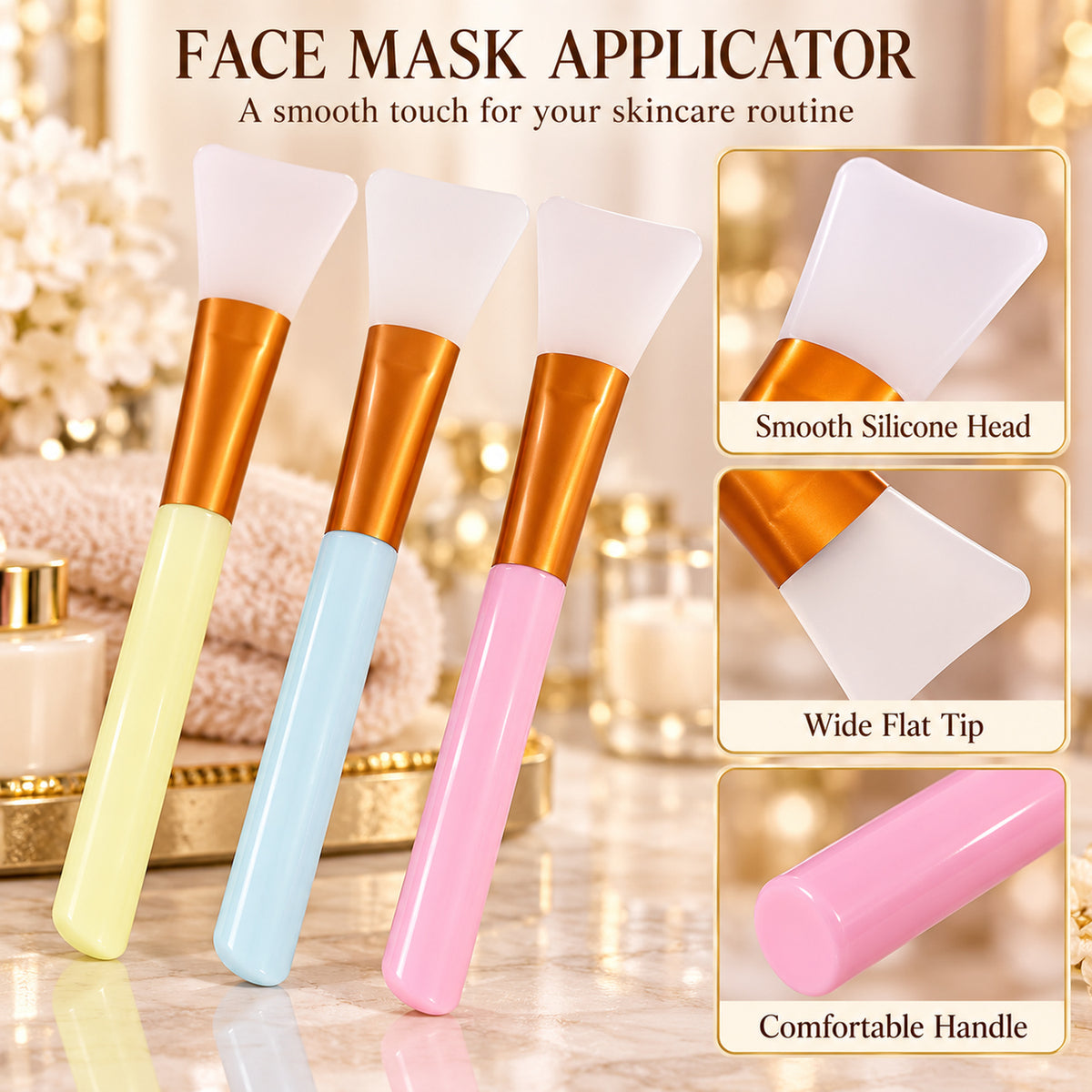 Silicone Face Mask Brush Set for Even Skincare Application at Home and Salon (3 Pc)