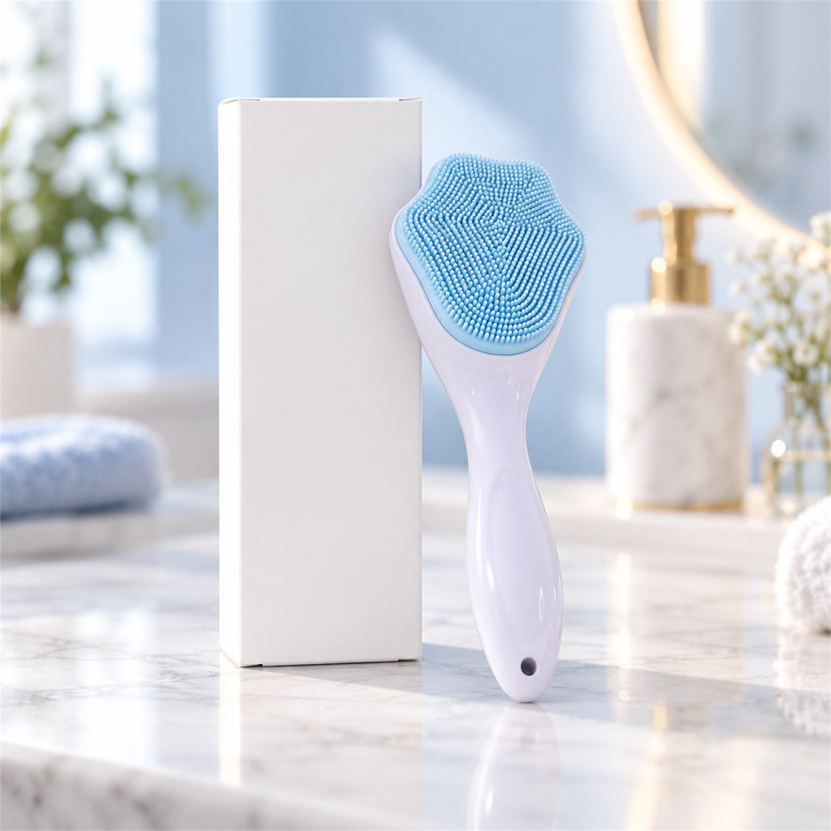 Design details of silicone face scrubber brush.