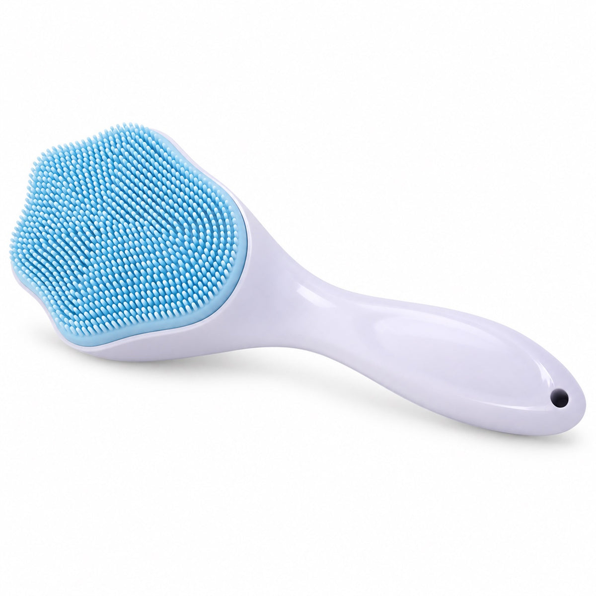 Close-up of silicone face scrubber brush.
