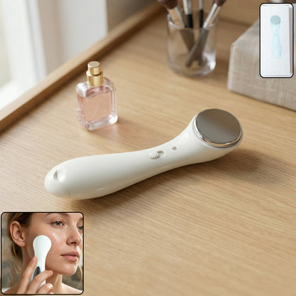 Portable facial massager device angled view