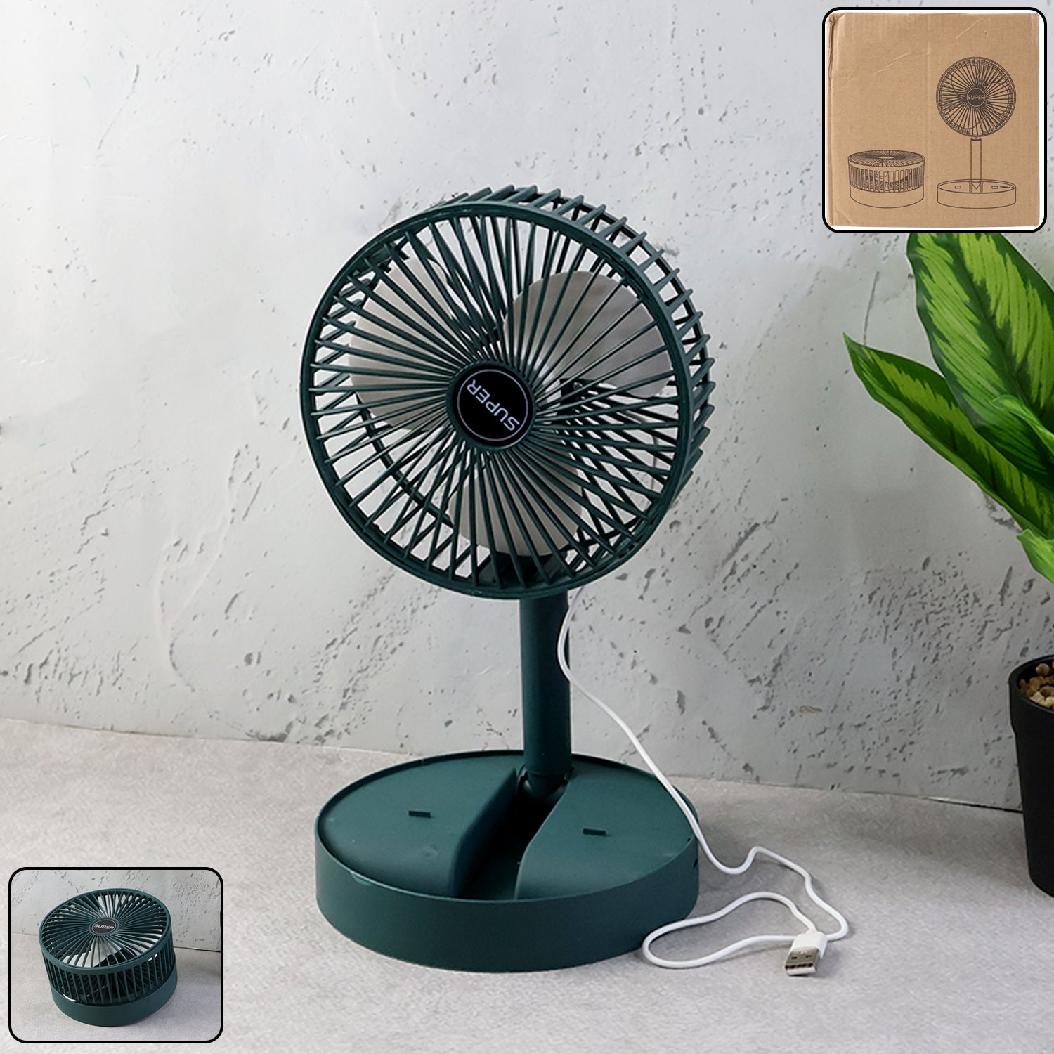 Foldable Mini Desk Fan with Adjustable Height and Angle (1 Pc)