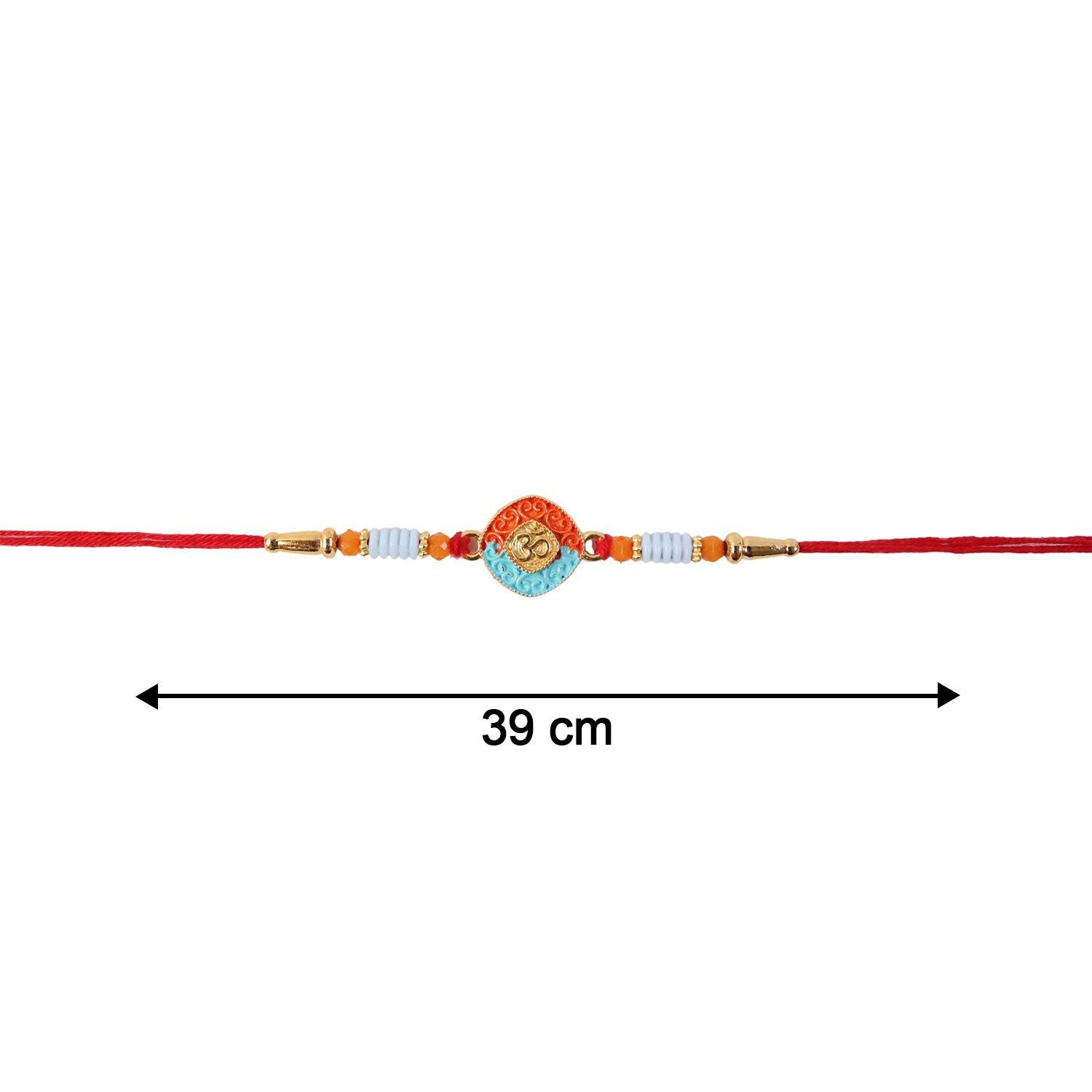 Side view of OM Symbol Square Designer Rakhi