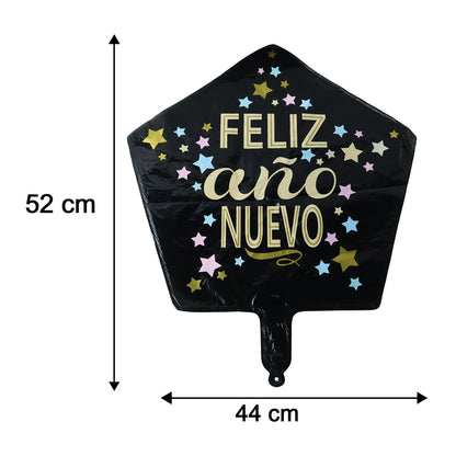Size reference of Black Star Feliz Ano Nuevo foil balloon