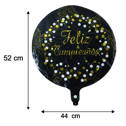 Black round balloon size guide
