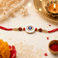 Protective Evil Eye & Rudraksha Dial Rakhi with Crystal Halo