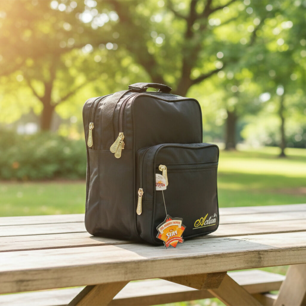 Black Action Tiffin Bag – Multi-Compartment Lunch Bag for Office & School