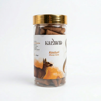 Premium Kasturi Dhoop Cone Jar for Rich Fragrance & Spiritual Ambience (100 Gm)