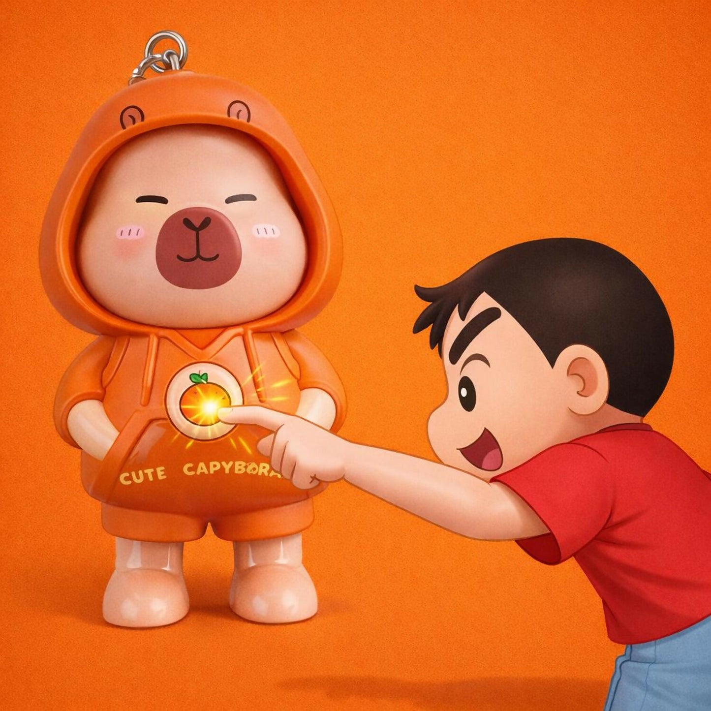 Cute Capybara Cartoon Keychain for Kids | Non-LED Backpack & Key Ring Charm