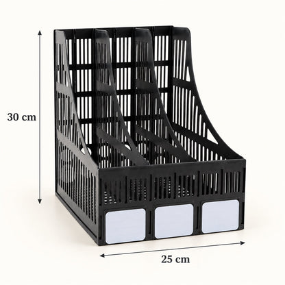 3 compartment plastic desk document stand file organizer