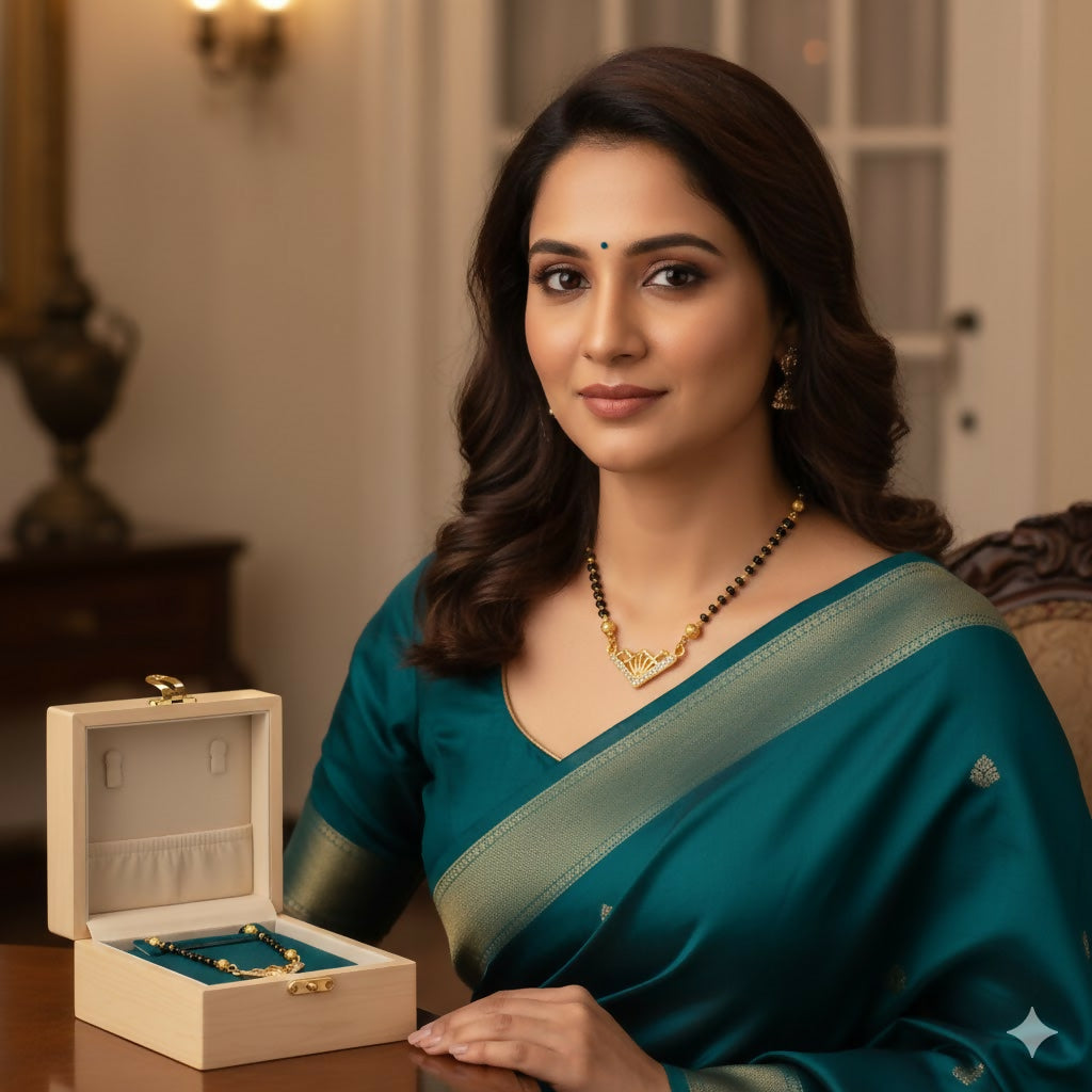 Gold Diamond Mangalsutra with Geometric Art Deco Pendant