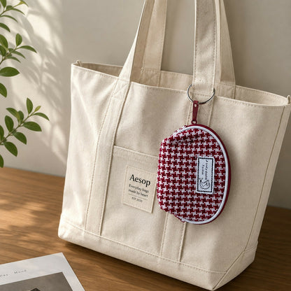 Mini zipper coin pouch keychain wallet front view