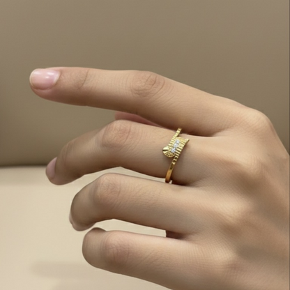 Premium Gold-Tone Designer Ring – Pack of 6 (Mix Collection)