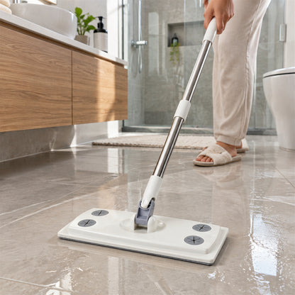 Rotating Flat Mop with Sectional Rod and Cloth Clips for Cleaning (110 x 26 Cm)